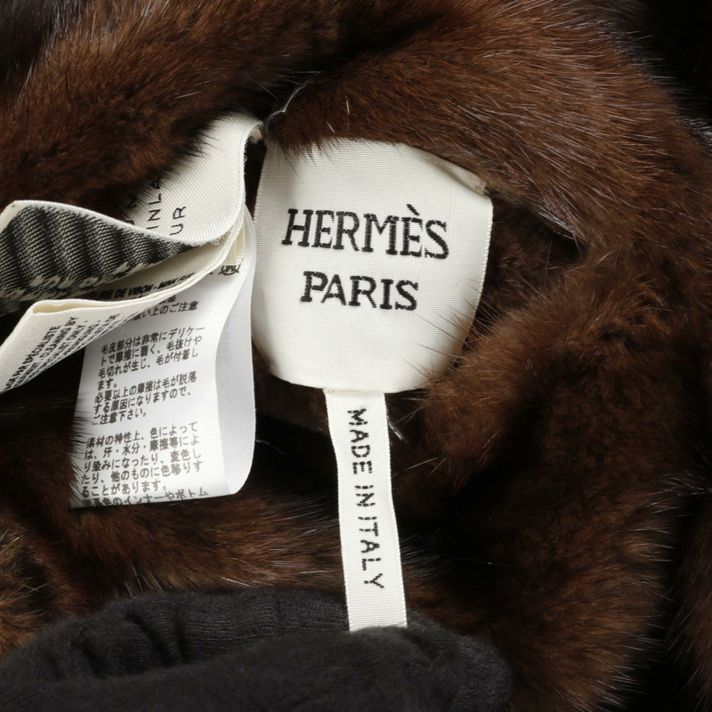 愛馬仕 Serie 連結雙面穿羊絨貂皮大衣 黑色棕色 二手女裝-3