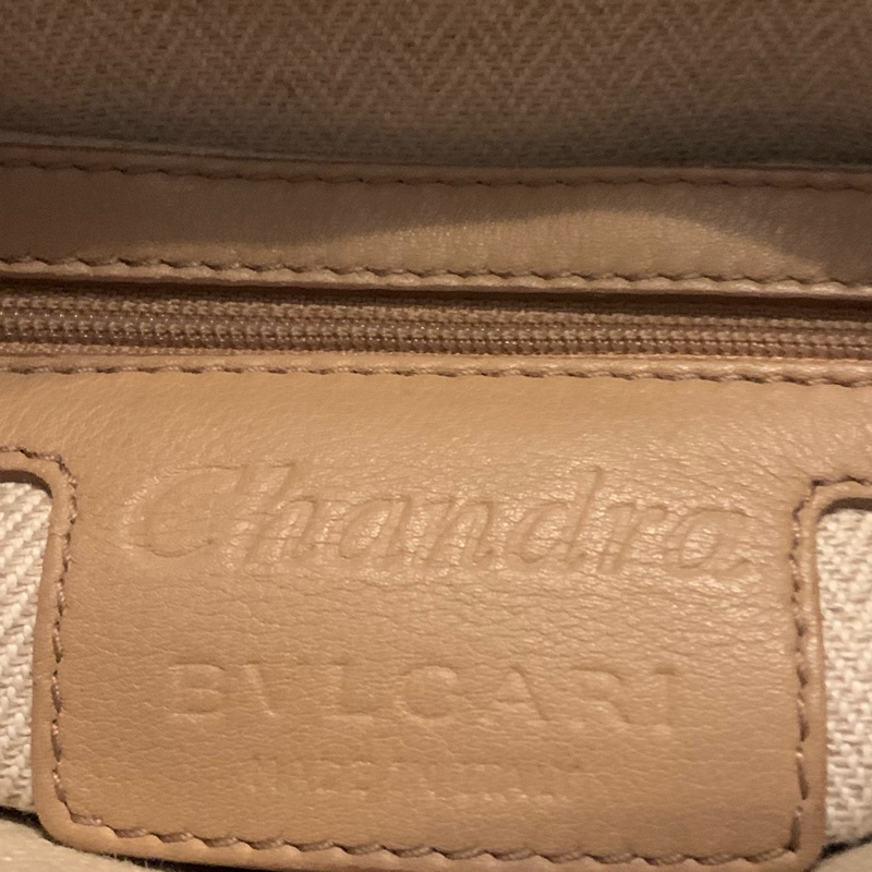 BVLGARI Chandra經典logo金屬扣環 駝色皮革手提包 肩背包-31