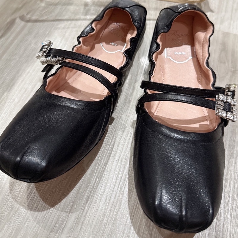 RV 黑色兩條鑽釦芭蕾舞鞋 37.5號-2