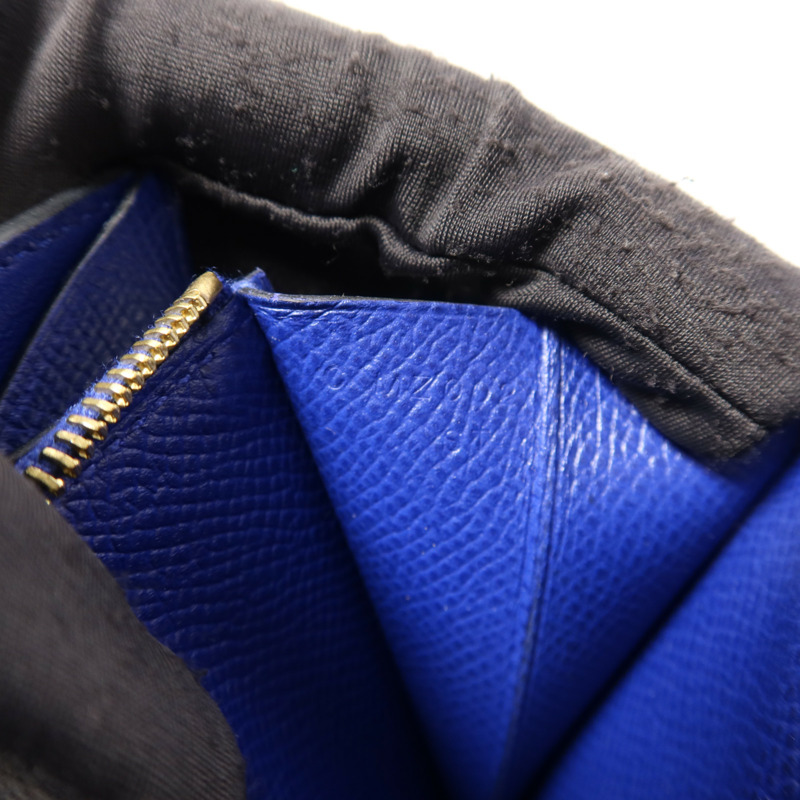 HERMES Epsom皮革Constance Short Wallet金扣錢包Bleu Electrique-7