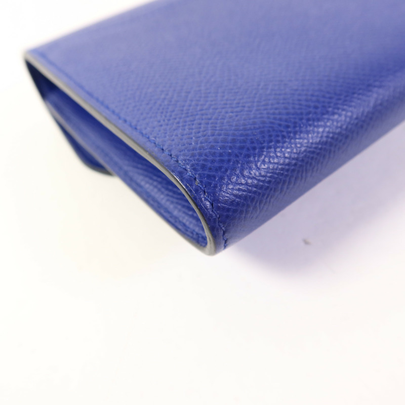 HERMES Epsom皮革Constance Short Wallet金扣錢包Bleu Electrique-14