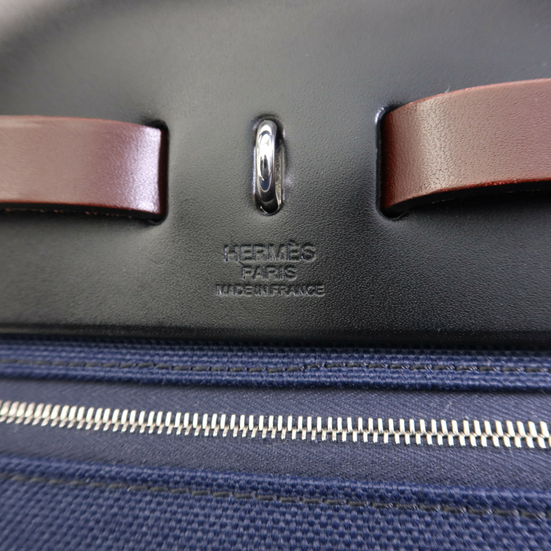HERMES 帆布Herbag PM銀扣手挽肩背兩用袋-6