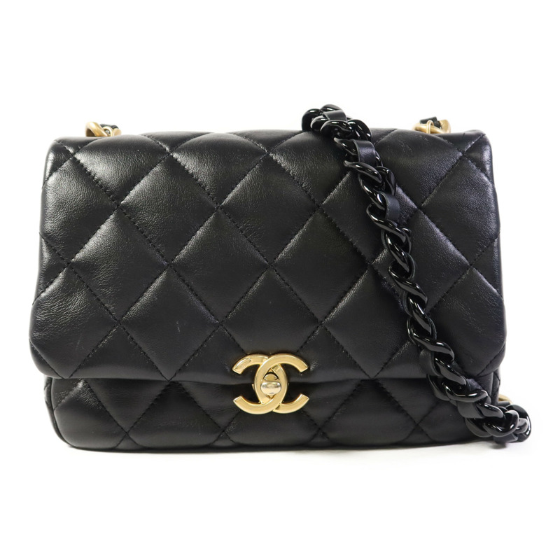 CHANEL 羊皮皮革Chain Shoulder Bag金扣鏈帶肩背袋-0