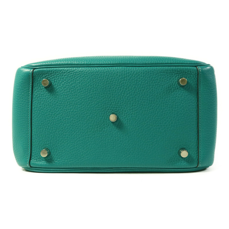 HERMES Clemence皮革Lindy 26銀扣手挽肩背兩用袋Bleu Paon-3