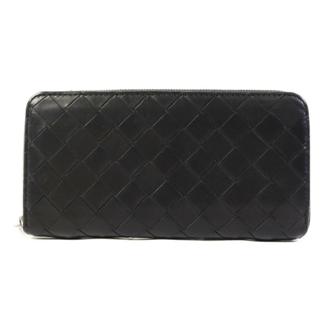 BOTTEGA VENETA 織紋皮革Long Round Wallet銀扣長錢包