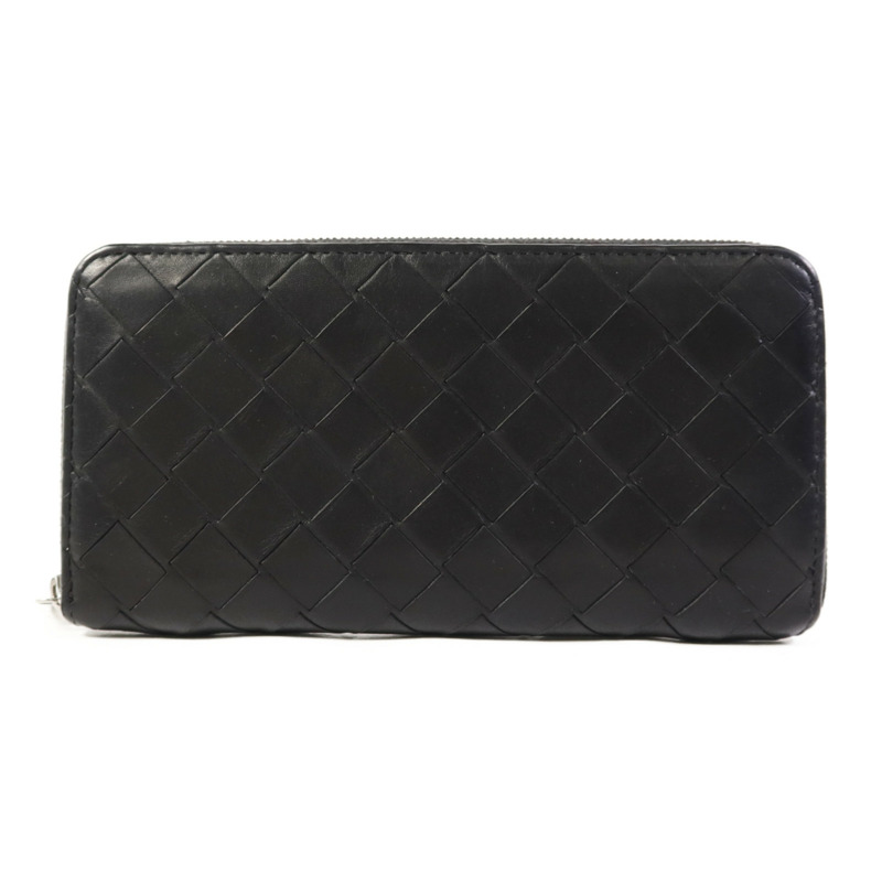 BOTTEGA VENETA 織紋皮革Long Round Wallet銀扣長錢包-0
