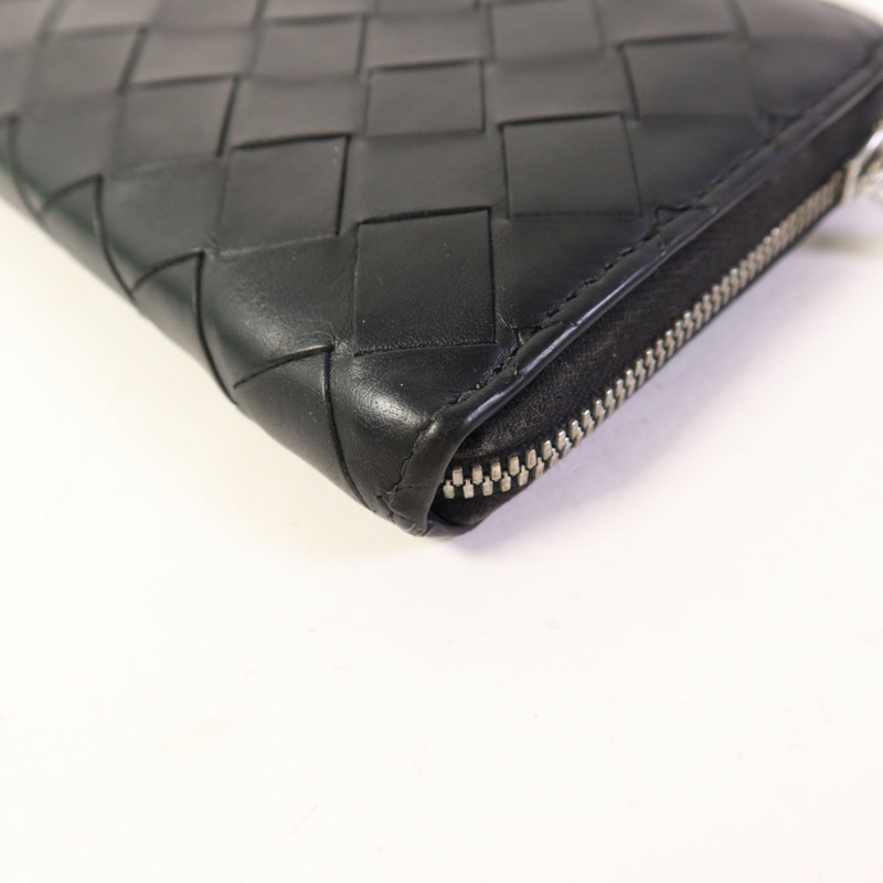 BOTTEGA VENETA 織紋皮革Long Round Wallet銀扣長錢包-10