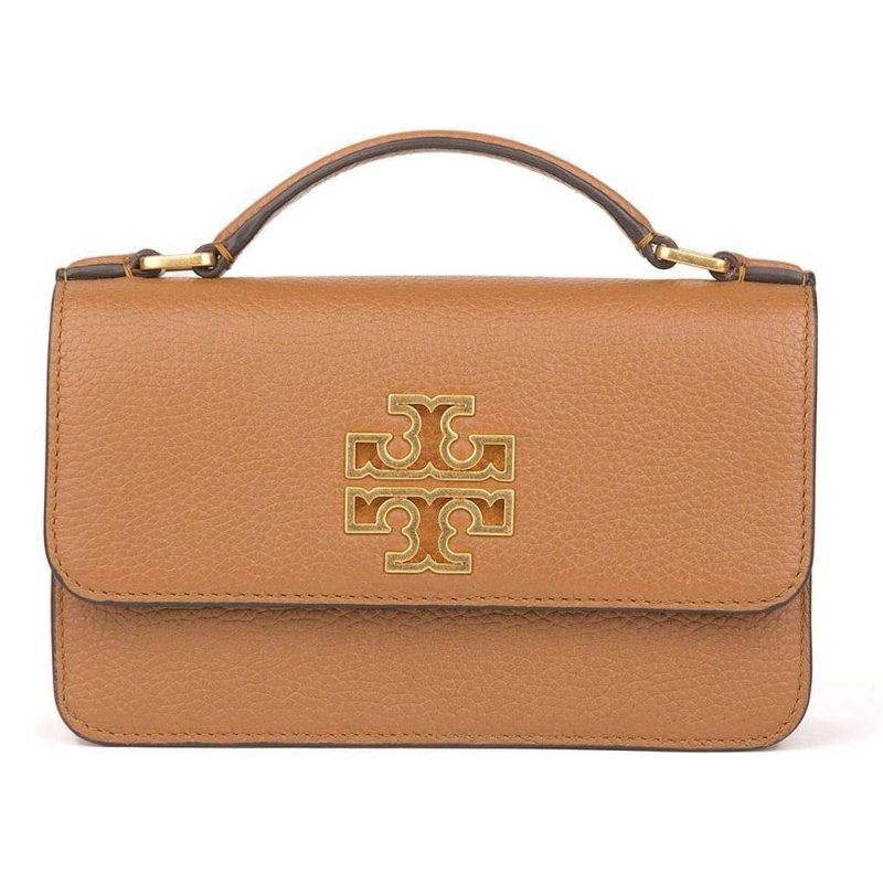【TORY BURCH】雙T-LOGO皮革翻蓋兩用鍊包-駝色-0