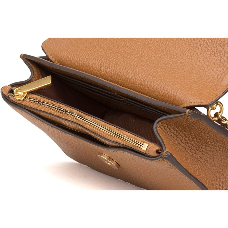 【TORY BURCH】雙T-LOGO皮革翻蓋兩用鍊包-駝色-3