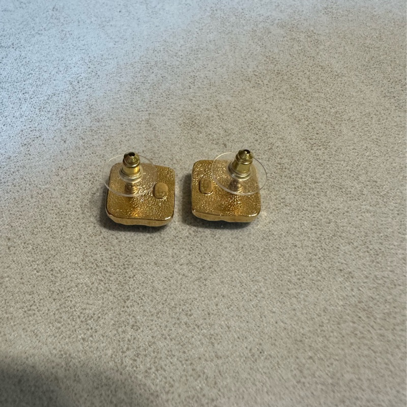 Chanel 耳環 方糖耳環 黑金方糖耳環 黑金方形耳環 香奈兒-12