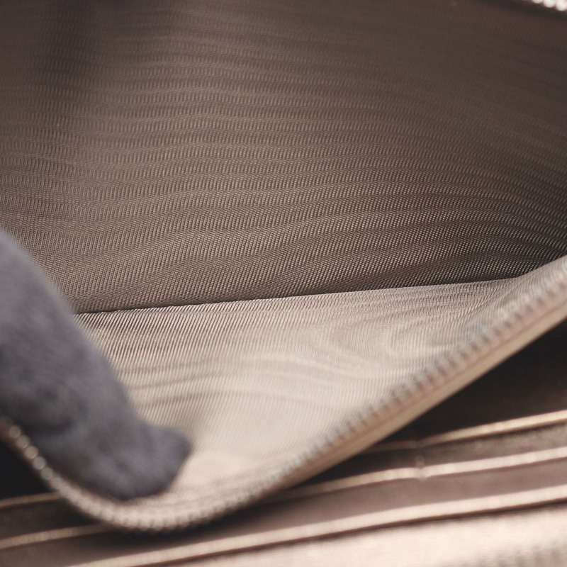 BOTTEGA VENETA 編織紋飾拉鍊長皮夾，棕色皮革，二手-4