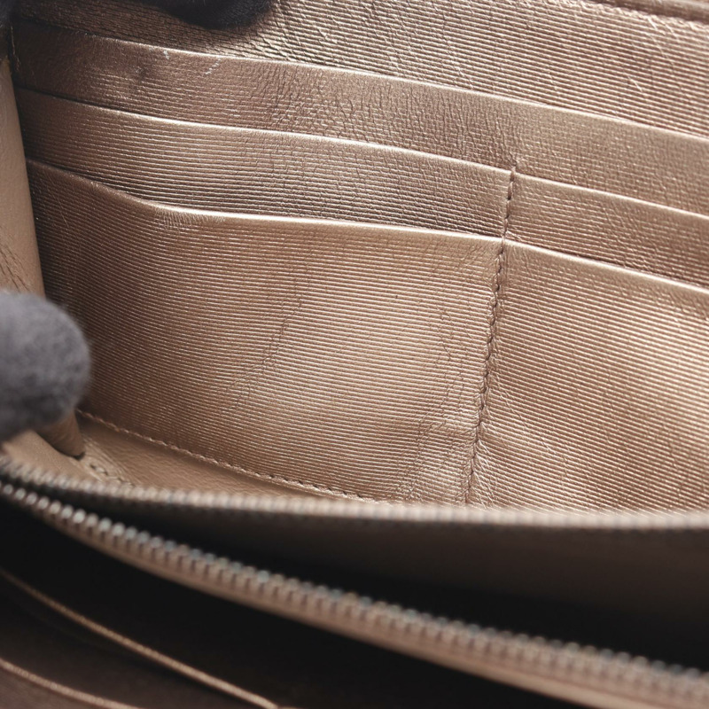 BOTTEGA VENETA 編織紋飾拉鍊長皮夾，棕色皮革，二手-5