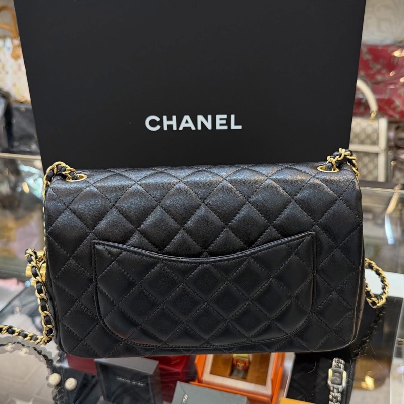 新款黑色小羊皮金口雙C調節扣-3