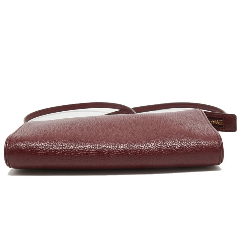 【TORY BURCH】素面皮革斜背包-酒紅色-3