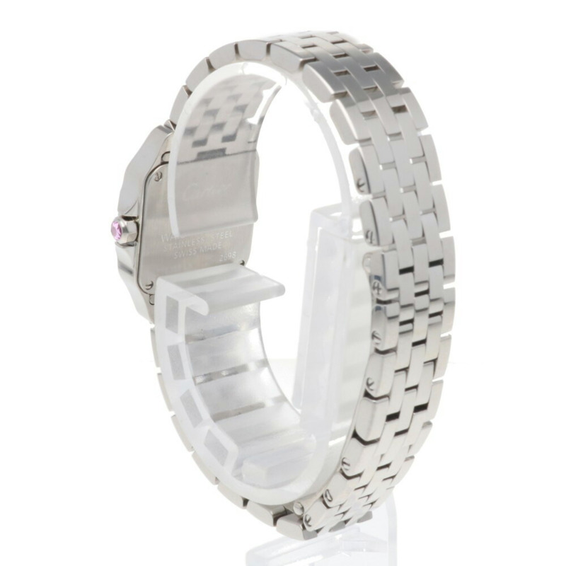 卡地亞 Santos Demoiselle SM 女士腕錶，不鏽鋼 2698 石英機芯，粉紅錶殼-4