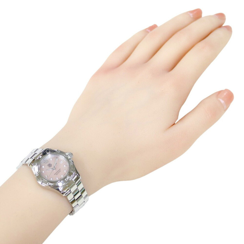 TAG Heuer 豪雅競潛系列 WAF141A 不鏽鋼石英腕錶，翻新款，女錶，鑲嵌10顆鑽石，粉紅錶殼-1