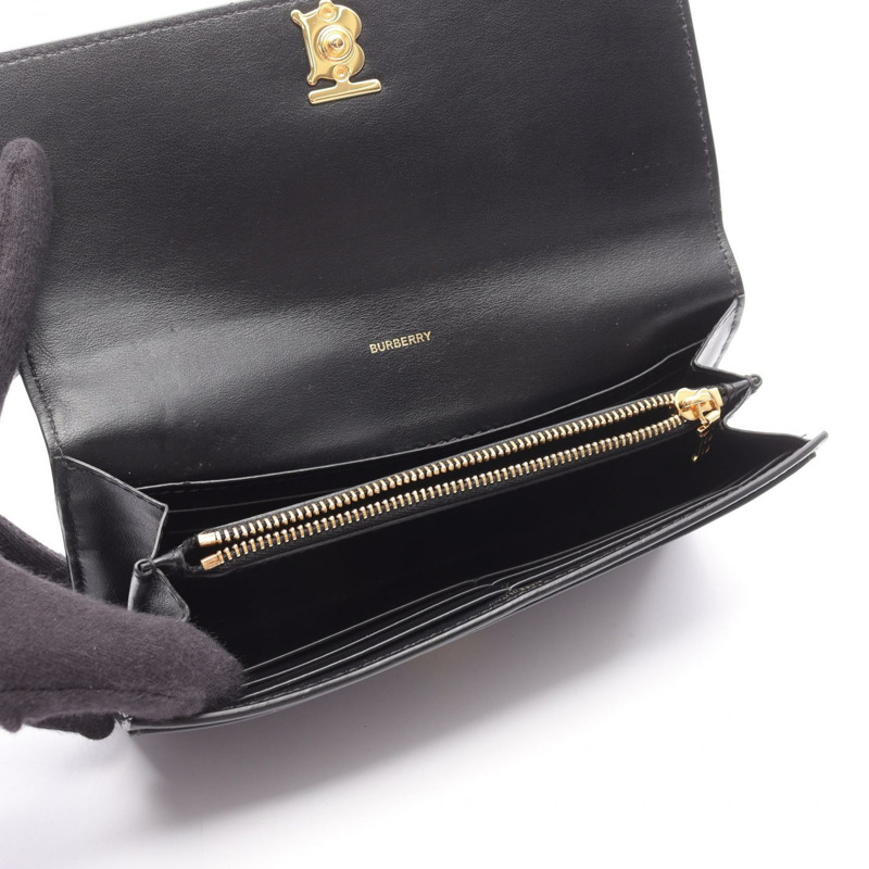 BURBERRY TB 雙折長款皮夾，黑色真皮，二手女款-2