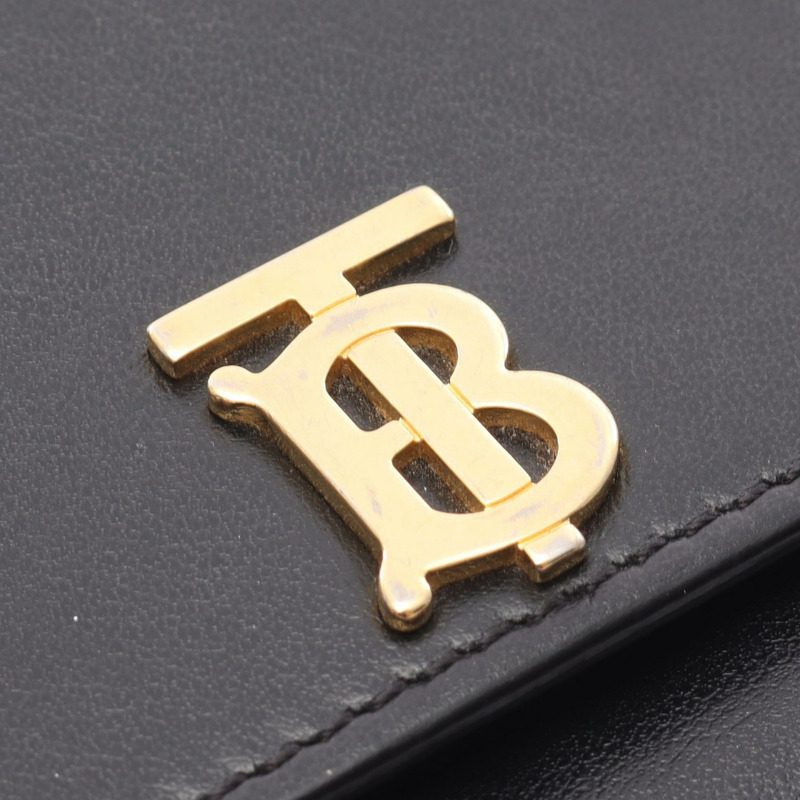 BURBERRY TB 雙折長款皮夾，黑色真皮，二手女款-7
