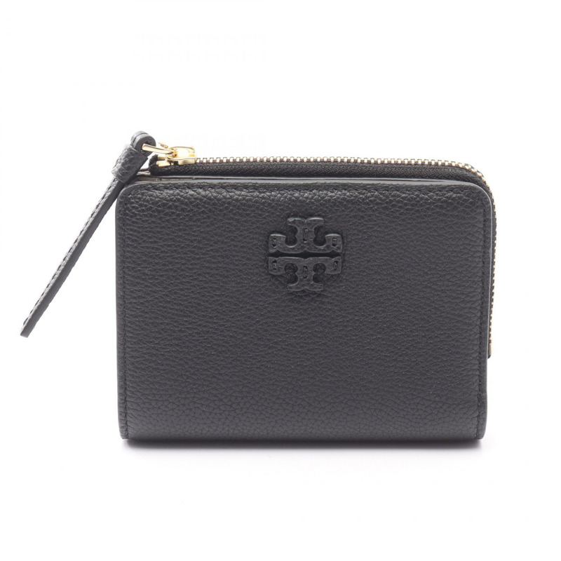Tory Burch MCGRAW 雙折迷你皮夾 158904001 皮革 黑色 全新 女士-0