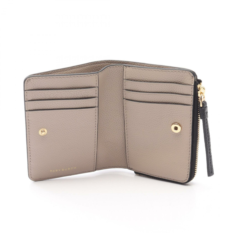 Tory Burch MCGRAW 雙折迷你皮夾 158904001 皮革 黑色 全新 女士-2