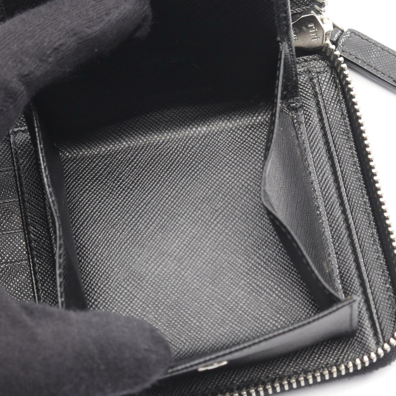 PRADA 黑色 Saffiano 皮革長拉鍊皮夾，二手，男女通用-4