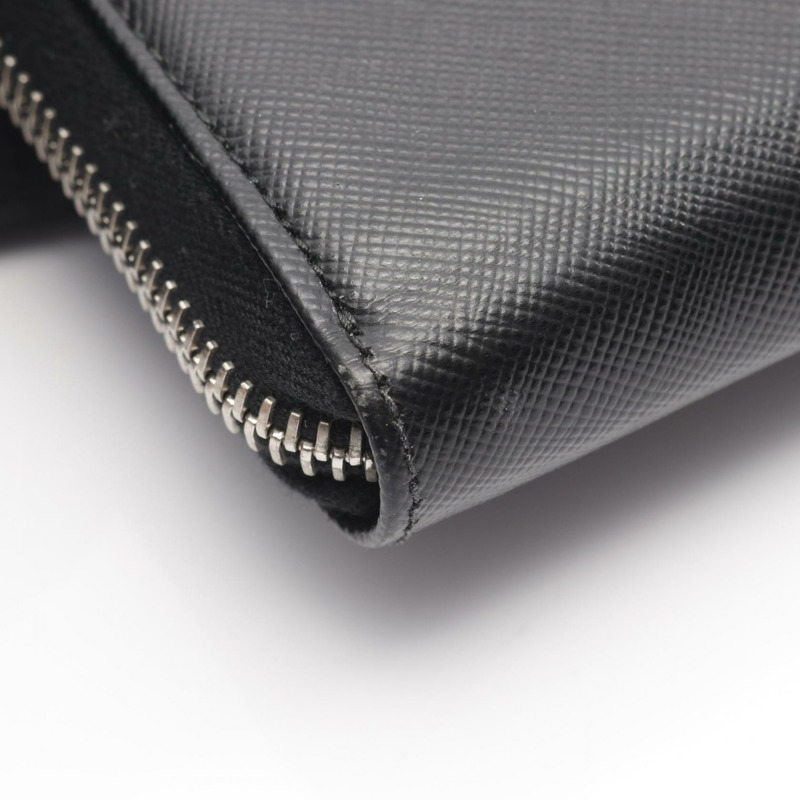 PRADA 黑色 Saffiano 皮革長拉鍊皮夾，二手，男女通用-6