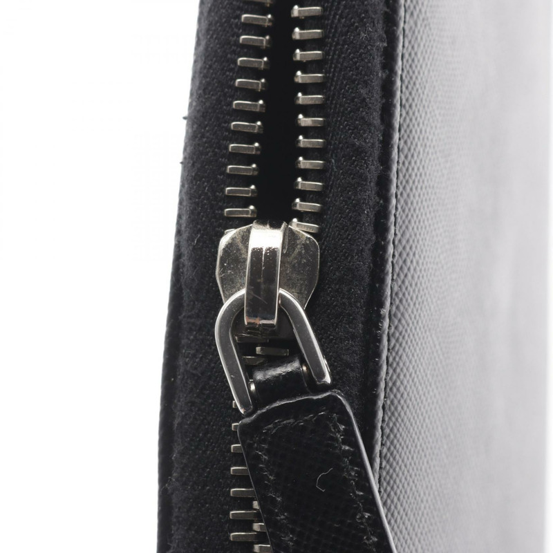 PRADA 黑色 Saffiano 皮革長拉鍊皮夾，二手，男女通用-8