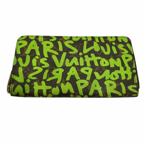 LOUIS VUITTON M93712 Graffiti Zippy 老花 長夾 綠色塗鴉 聯名