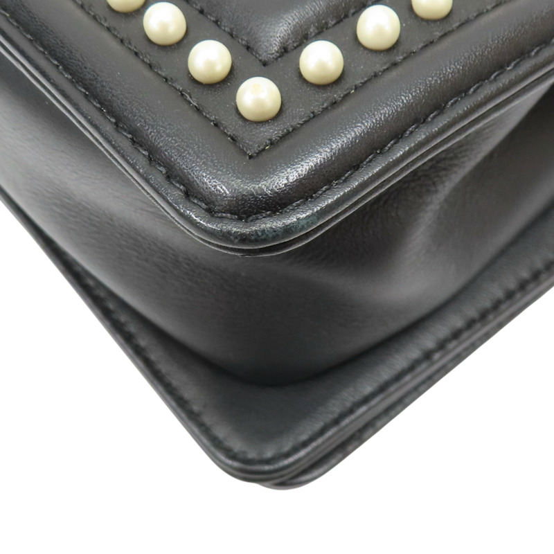 黑色牛皮 藍色毛呢編織 BOY 20 肩背包 銀扣 無卡【CHANEL 香奈兒】-10