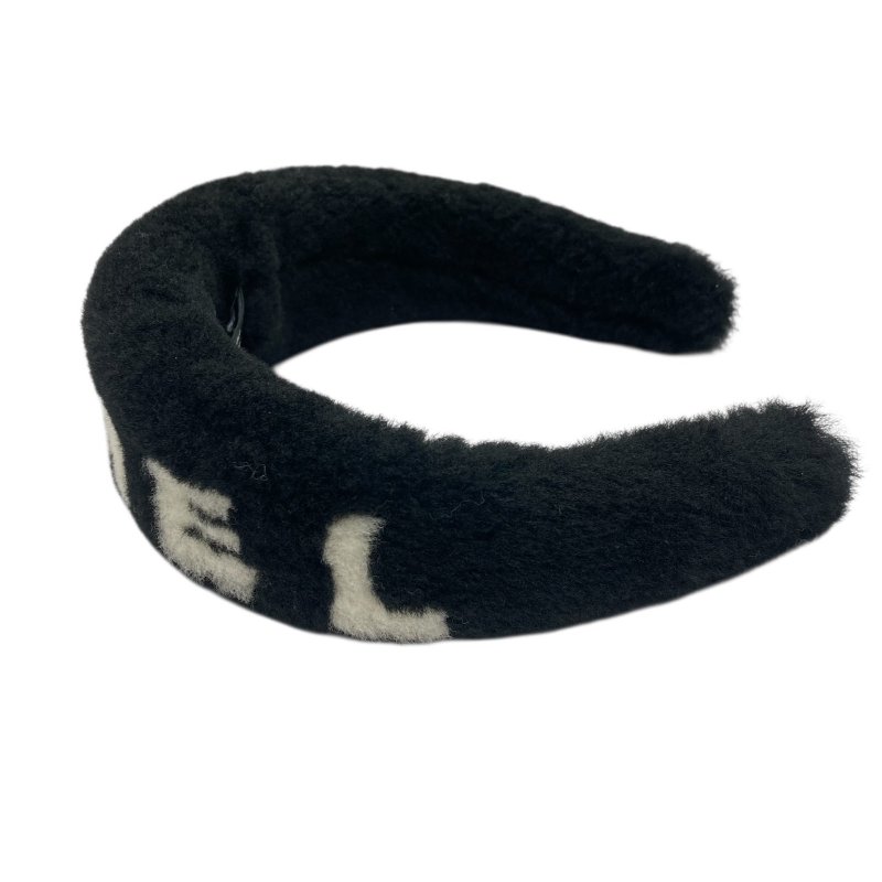 CHANEL 香奈兒 LOGO 搖粒絨 髮箍 黑色-2