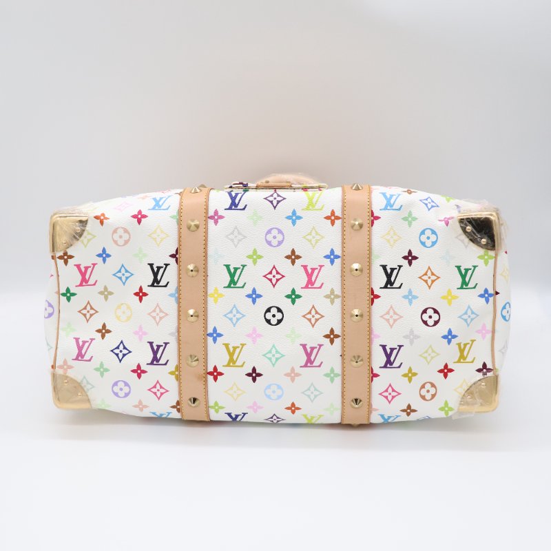 【收藏品級🌟專櫃 15 萬】Louis Vuitton 路易威登 x 村上隆 Takashi Murakami 白三彩 經典花紋 Keepall 45 波士顿包 旅行袋 手提包 M92640-2
