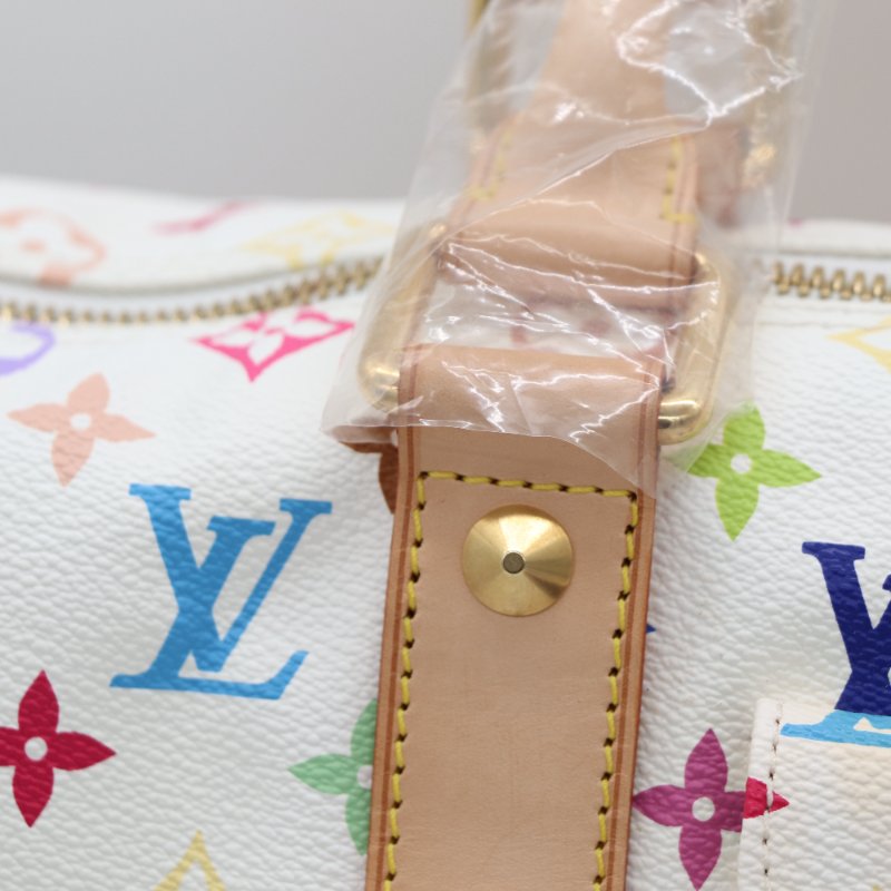 【收藏品級🌟專櫃 15 萬】Louis Vuitton 路易威登 x 村上隆 Takashi Murakami 白三彩 經典花紋 Keepall 45 波士顿包 旅行袋 手提包 M92640-3