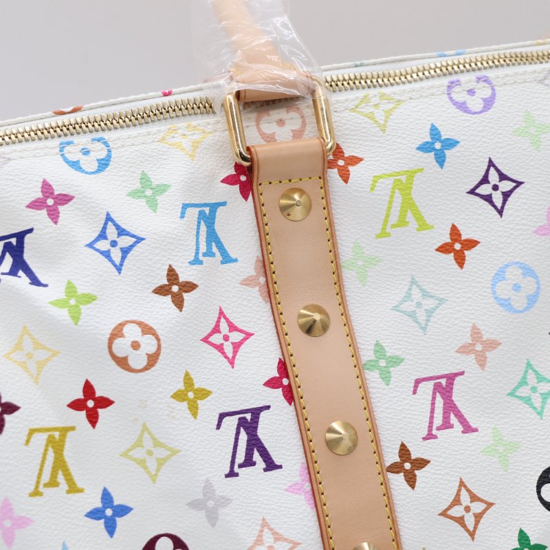 【收藏品級🌟專櫃 15 萬】Louis Vuitton 路易威登 x 村上隆 Takashi Murakami 白三彩 經典花紋 Keepall 45 波士顿包 旅行袋 手提包 M92640-8
