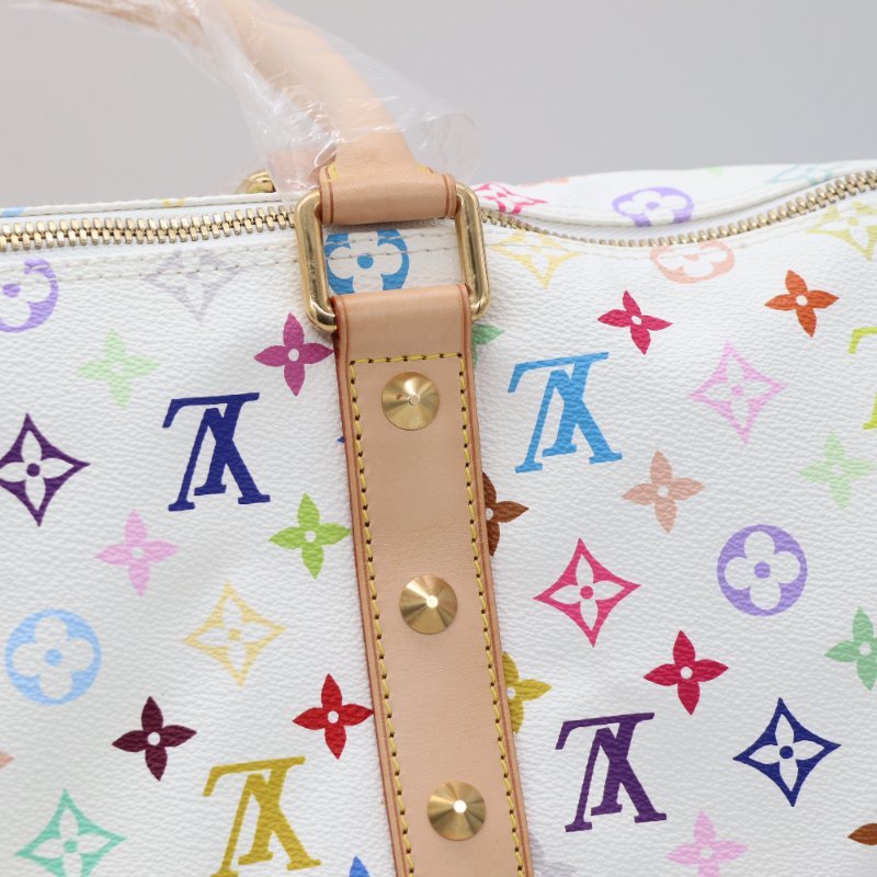 【收藏品級🌟專櫃 15 萬】Louis Vuitton 路易威登 x 村上隆 Takashi Murakami 白三彩 經典花紋 Keepall 45 波士顿包 旅行袋 手提包 M92640-9