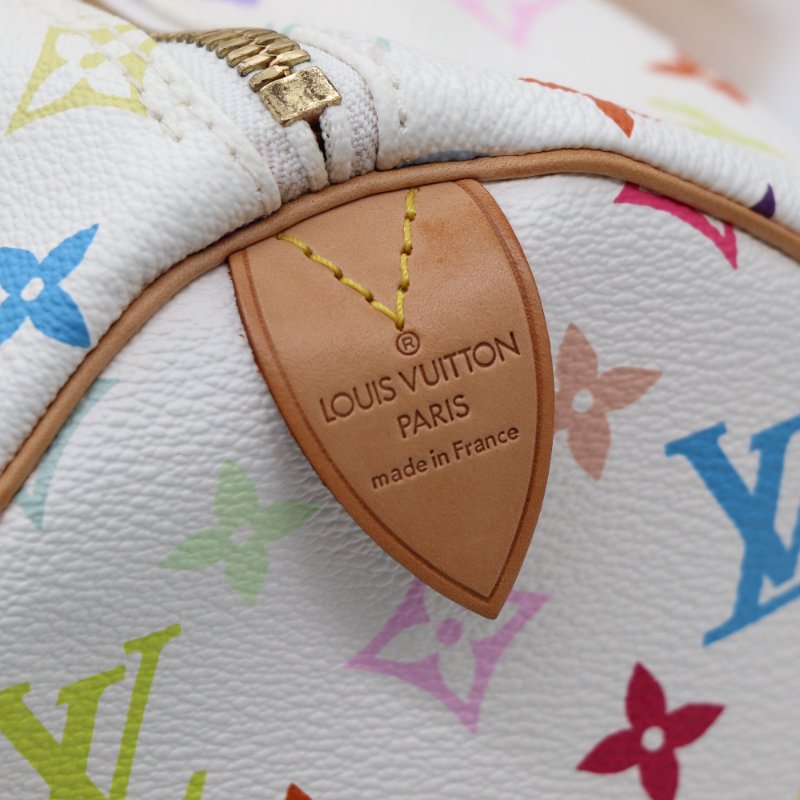 【收藏品級🌟專櫃 15 萬】Louis Vuitton 路易威登 x 村上隆 Takashi Murakami 白三彩 經典花紋 Keepall 45 波士顿包 旅行袋 手提包 M92640-11