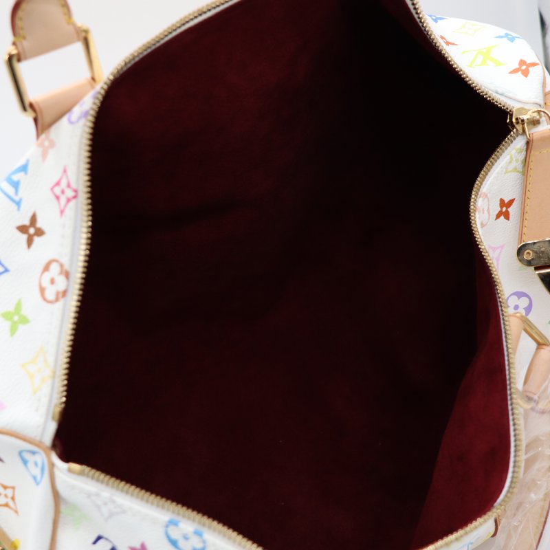 【收藏品級🌟專櫃 15 萬】Louis Vuitton 路易威登 x 村上隆 Takashi Murakami 白三彩 經典花紋 Keepall 45 波士顿包 旅行袋 手提包 M92640-19