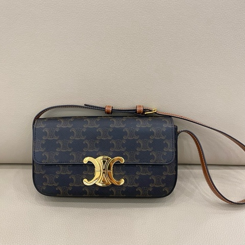 Celine 凱旋門老花腋下包 棕色老花