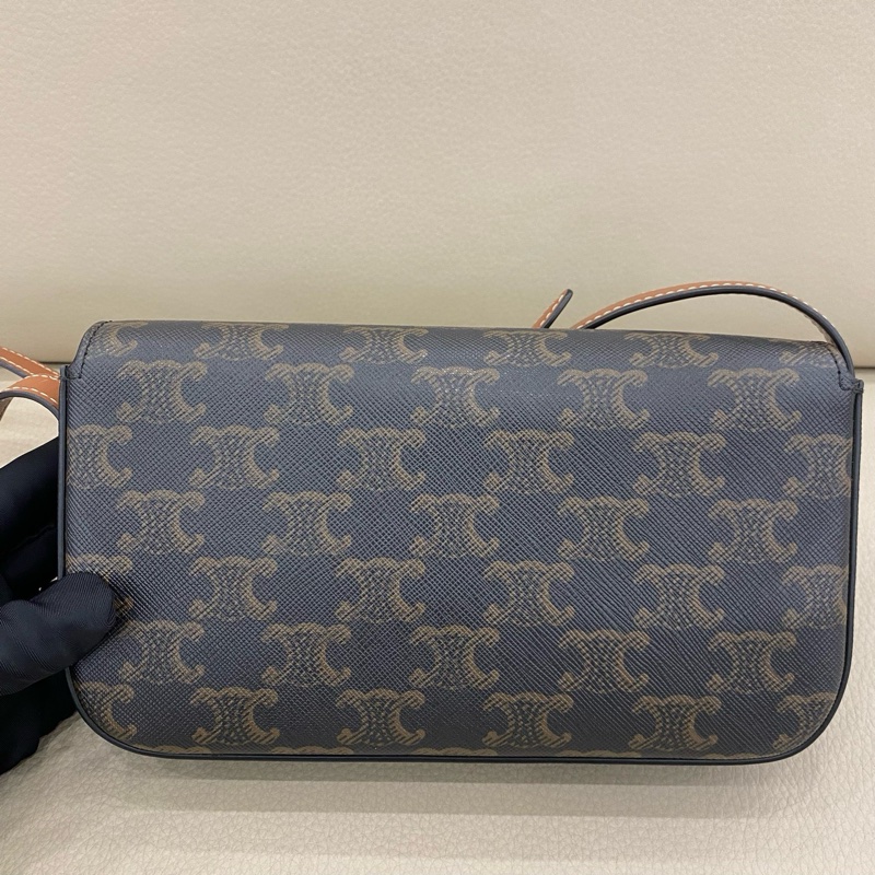 Celine 凱旋門老花腋下包 棕色老花-2