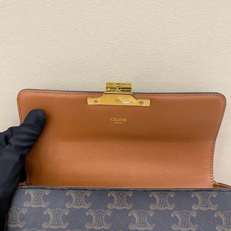Celine 凱旋門老花腋下包 棕色老花-6
