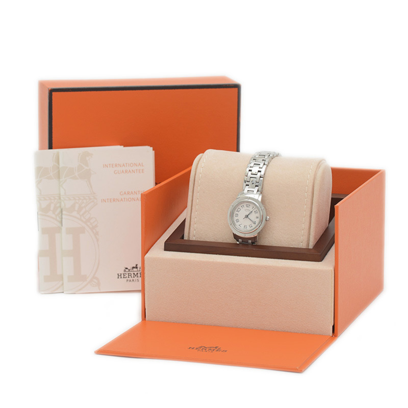 愛馬仕 Clipper 女士白色錶盤不鏽鋼石英錶 CP1.210-4