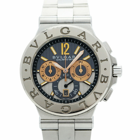 寶格麗 Diagono Calibro 303 DG42C14SWGSDCH 男士腕錶，灰色錶盤