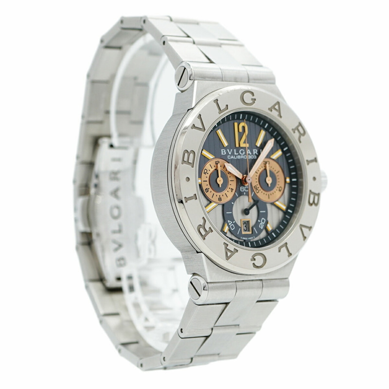寶格麗 Diagono Calibro 303 DG42C14SWGSDCH 男士腕錶，灰色錶盤-3