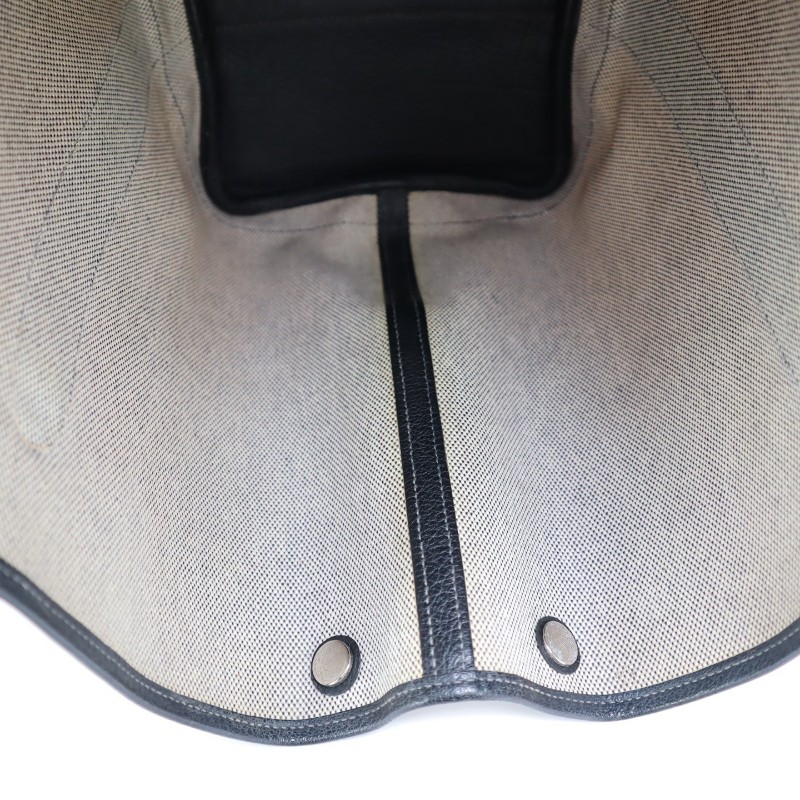 Hermes garden party 36花園包 黑白色 帆布拼皮 手提包-13