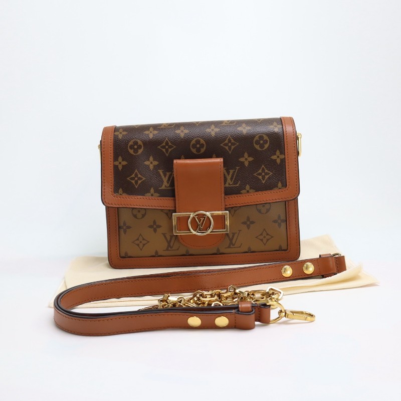 Louis Vuitton Dauphine 達芙妮中號 老花拼色肩背包 斜背包 晶片款-0