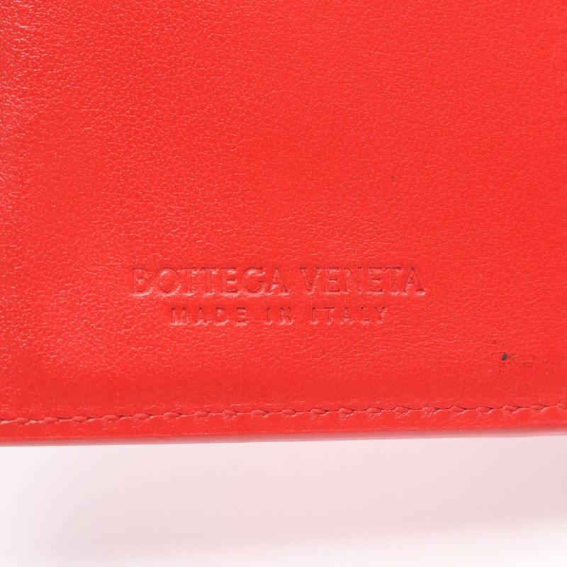 BOTTEGA VENETA Intrecciato 雙折皮夾，小巧皮革，紅色，二手，女士-4
