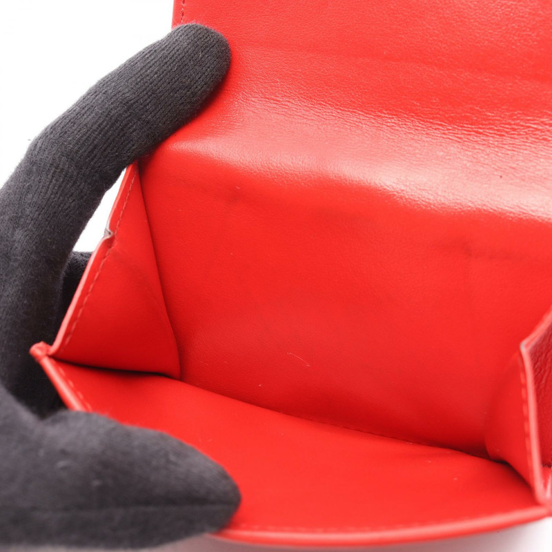 BOTTEGA VENETA Intrecciato 雙折皮夾，小巧皮革，紅色，二手，女士-6