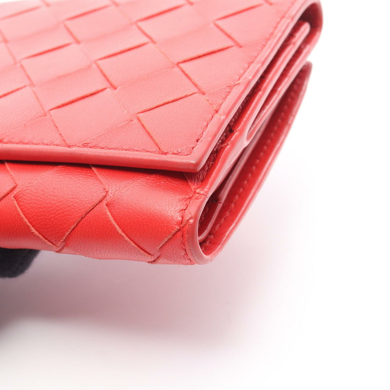 BOTTEGA VENETA Intrecciato 雙折皮夾，小巧皮革，紅色，二手，女士-12