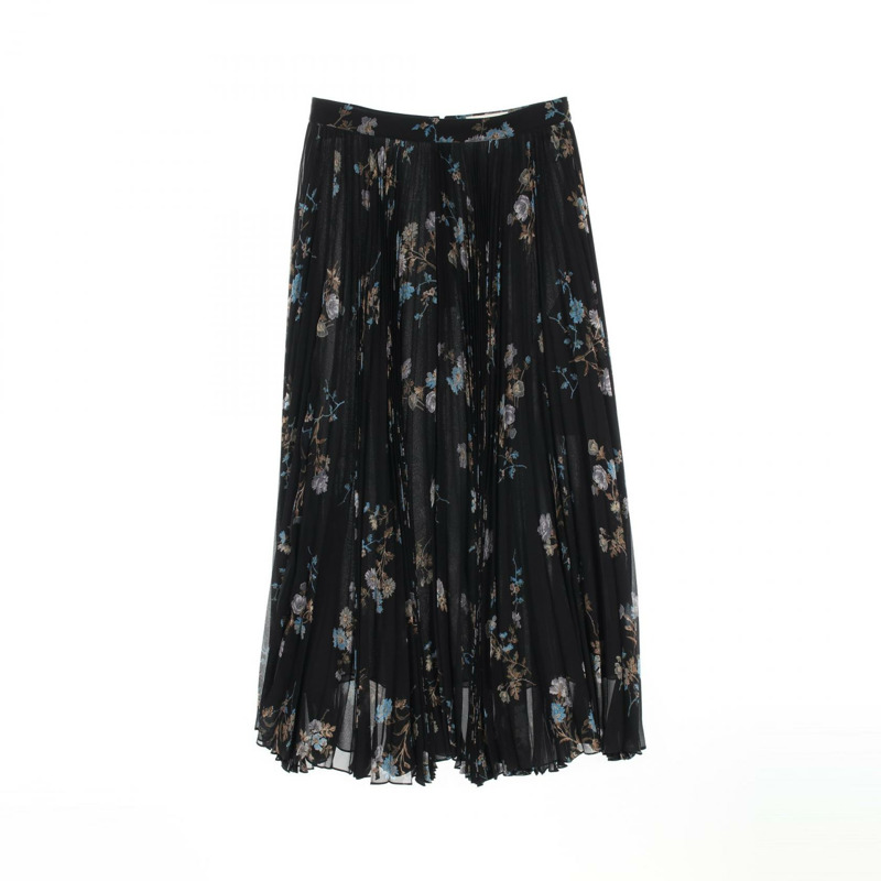 CELINE 花卉印花百褶半身裙 2J369800T.96NB 真絲黑色多色 #36 二手女裝-0