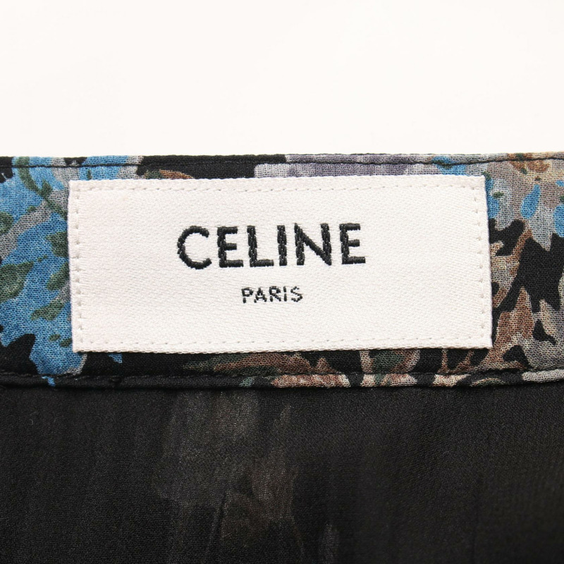 CELINE 花卉印花百褶半身裙 2J369800T.96NB 真絲黑色多色 #36 二手女裝-2
