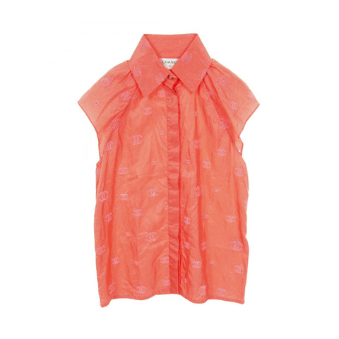 香奈兒 (CHANEL) CC Logo 粉紅色真絲襯衫 P60825V46435 #36 二手 女士 Coco Mark